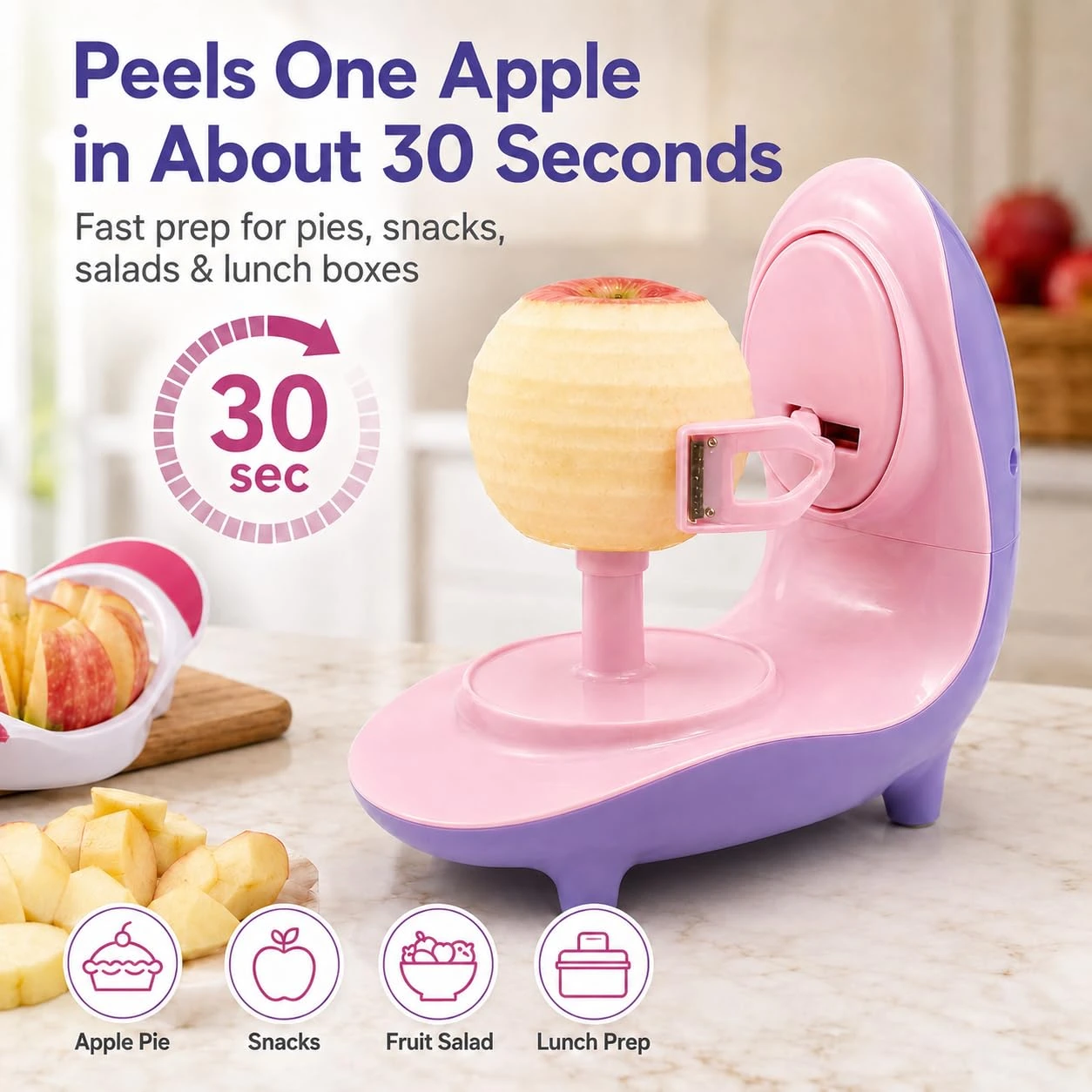 Complete ANGEER electric apple peeler naturally shown in a bright kitchen
